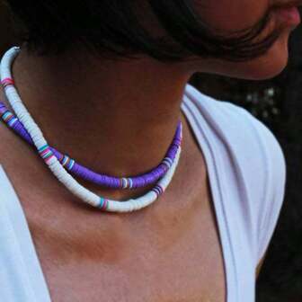 1pc European & American Summer Beach Style Handmade Beaded Necklace, Suitable For Women To Wear Casually Or On Trips