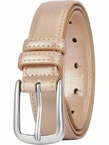 Multicolored Leather Waist Belt With Pin Buckle For Jeans - Rose gold - 查看 1