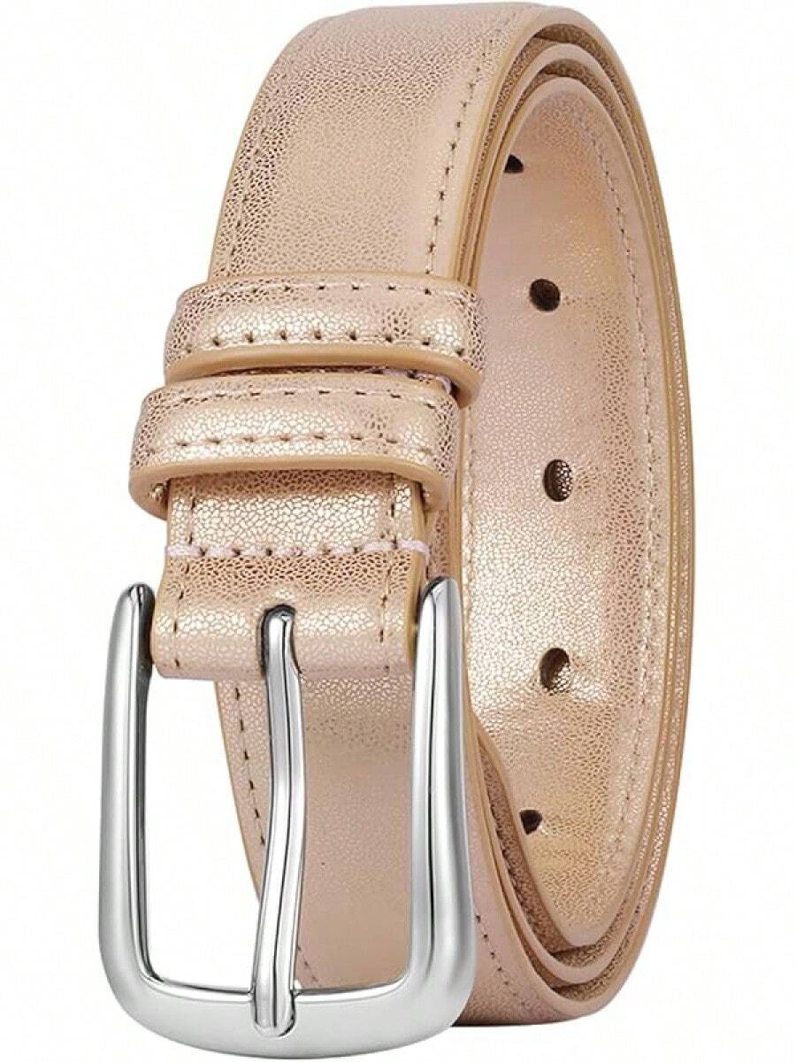 Multicolored Leather Waist Belt With Pin Buckle For Jeans - Rose gold - 查看 1