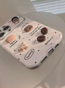 1pc Gucadi Splatter Paint 3D Coffee Bear Leather Phone Case Compatible With IPhone Apple 16/15/14/13/12/11 Series, Cute Cartoon Kawaii Big Window Shockproof Phone Protective Cover Waterproof Anti-Fall Scratch Resistant