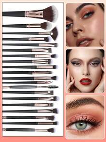 38件套化妆工具套装，包含：25套化妆刷+3个化妆海绵+3个迷你化妆海绵+3个三角粉扑+3个迷你气垫粉扑+1个化妆刷清洁工具。 - 黑色 - 查看 3