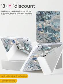 The Beautiful And Cute Cartoon Marine Animal Whale, Shark, Starfish, Jellyfish, Double-Sided Painted Acrylic Transparent Crystal Back Cover Is Shockproof And Suitable For IPad 7th Generation, 8th Generation (10.2 Inches), And 10th Generation. It Has A Built-In Pen Slot And Supports Sleep And Wake-Up Functions/Multiple Folding Stand Methods.New Year's Christmas Gift For 2026