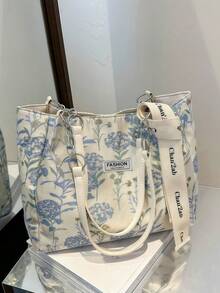 1 件简约大容量复古手提包，配有免费丝带配饰，波西米亚风格沙滩手提包镂空手提包大容量休闲风格沙滩包购物女士休闲沙滩包大容量手提包时尚手提包户外旅行包