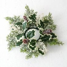 1 pièce Composition florale de centre de table de mariage - Couronne de fleurs artificielles roses avec bougie, couronne de printemps/été pour porte d'entrée, cérémonie - Bougeoir de fleurs artificielles feuilles, couronne florale en soie rose avec support de bougie, petites fleurs en plastique pour décoration de mariage, bouquet de mariée, décoration de centre de table, jardin, cour, mariage, anniversaire, douche, décoration de chambre esthétique, salle de classe, bureau, balcon, centre commercial, Saint-Valentin, cadeau