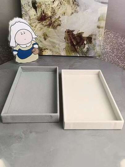 2/1pc Velvet Jewelry Storage Box, Jewelry Display Tray, Multi-Grid Jewelry Tray, Jewelry Storage Box, Jewelry Storage Tray, Jewelry Box, Vanity Tray, Jewelry Dish, Cosmetic Storage Tray, Multi-Grid Necklace Storage Tray, Simple White Compartment Jewelry Display Rack, Suitable For Various Accessories: Necklaces, Rings, Earrings, Earrings, Necklaces, Bracelets, Bracelets, Hair Ties, Headbands, Hair Clips, Waist Chains, Leg Chains, Valentine's Day Gift, Home Storage