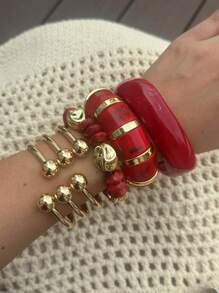 Thoughtfully Designed Smooth Surface Exaggerated Bangle, Niche Jewelry Vintage Bracelet