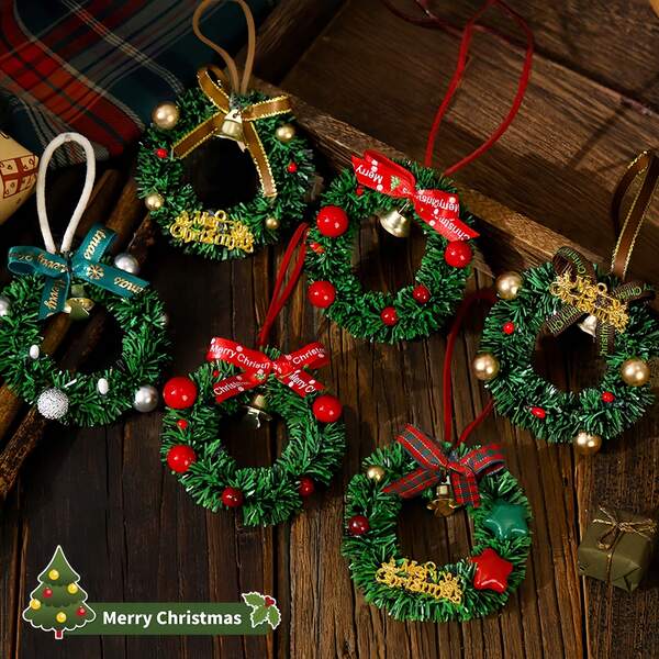 1pc Christmas Decorations, Christmas Mini Flower Garlands, Door Trailers, Hanging Bells, Home Window Decorations, Hanging Ornaments, Christmas Tree Atmosphere Decorations, Flower Wreath Rings, Christmas Flower Garlands