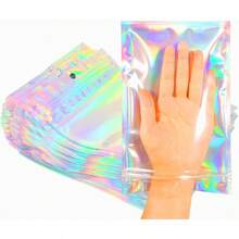 Smell Proof Bags And Resealable Foil Pouch Mylar Sample Bag Great For Party Favor Food Storage Holographic Color (50pcs6x9 Inch) - 50件-5.5x8英寸 - 查看 1