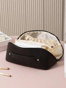 1 pieza Bolsa de maquillaje portátil de gran capacidad, bolsa de maquillaje con forma de almohada grande de PU de moda, adecuada para mujeres, diseño con cremallera, bolsa de maquillaje reutilizable, bolsa de cosméticos, bolsa de cuidado de la piel, bolsa de aseo, caja de regalo, artículos esenciales de viaje, artículos esenciales de crucero, útiles escolares, bolsa de cosméticos, artículos esenciales de vacaciones, bolsa de maquillaje y organizador de maquillaje, regalo para mujeres, regalo de Navidad, regalo de regreso a la escuela