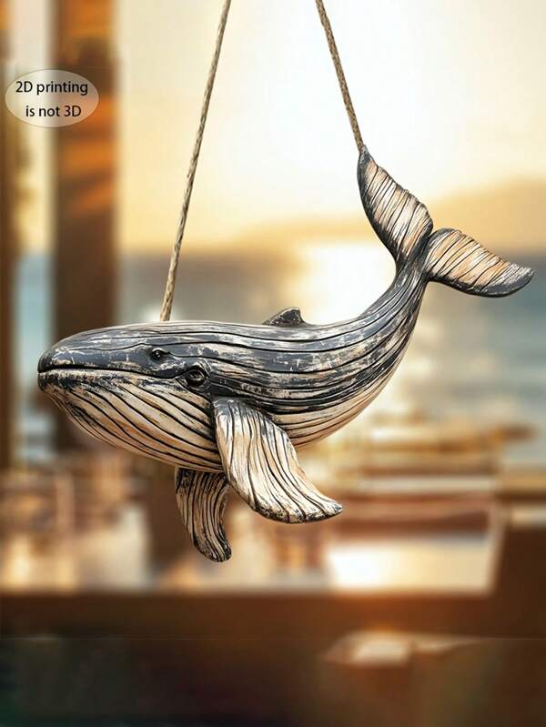 Décoration murale baleine vintage, impression 2D plate, art océanique vintage, sculpture d'animal marin en bois d'une taille de 10 x 8,3 pouces, convient pour la maison, le salon, la salle de bain, la décoration de jardin, peut être utilisé à l'intérieur et à l'extérieur, sans électricité requise. Décoration murale, décoration de chambre, décoration de maison, cadeau