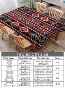 1pc Bohemian Style Patterned Tablecloth, Modern Polyester Rectangular/Round Waterproof Tablecloth, Digital Printing, Suitable For Living Room, Outdoor Dining Table, Small Round Table