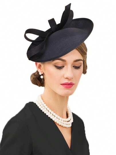 HIMESPORT Women's Formal Church Derby Hat, Elegant Kentucky Headpiece With Bow, Suitable For Bride, Wedding, Tea Party, Cocktail Party