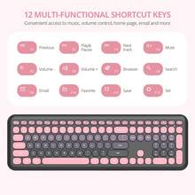 Quiet Wireless Keyboard And Mouse, Retro Typewriter-Style Full-Size Colorful Keyboard And Mouse Combo, Slim Design, Low-Noise Typing For Windows PC Laptop - 玫紅色 - 查看 5