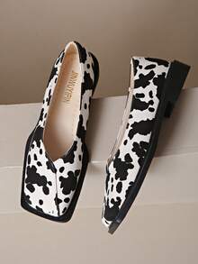 2025新款时尚女式珍珠漆皮复古方头玛丽珍平底鞋，百搭春秋乐福鞋，2025新款热销女式平底鞋 - 黑與白 - 查看 6