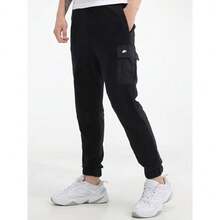 Nike 男褲夏季健身跑步訓練運動褲寬鬆透氣長褲黑色休閒褲 - 黑色 - 查看 1