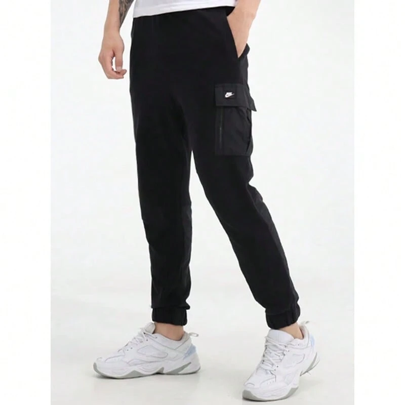 Nike 男褲夏季健身跑步訓練運動褲寬鬆透氣長褲黑色休閒褲 - 黑色 - 查看 1