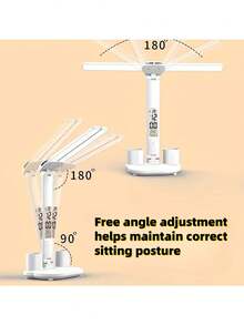 1 Double-Head Pen Holder Desk Lamp, White Light With Three Levels Of Brightness Adjustment, Time Display, USB Plug, Suitable For Bedroom, Study, Office, Gift Giving And Other Scenes - 白光 - 查看 2