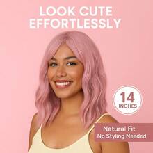 Playful & Gentle 14-Inch Wig In Orange Or Blush Pink – Heat-Friendly Synthetic Hair For Bloggers, Shoots & Styling
