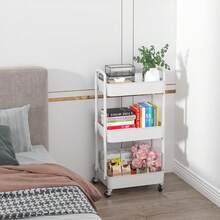 Small Cart Storage Rack, Living Room Floor Standing Children's Toy Snack Rack, Household Movable Multi-Layer Storage Rack - White - View 2
