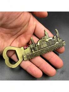 High-End Metal 3D Bottle Opener With Personalized Magnetic Architecture Fridge Magnet Souvenir, Unique Traveling Gift - Multicolor - View 4