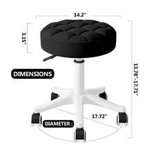 Small Round Rolling Desk Chair Armless Comfy Vanity Computer Chair Without Backrest PU Leather Height Adjustable Swivel Work Spa Stool - Black - View 6