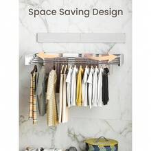 Wall Mounted Clothes Airer Retractable Foldaway Laundry Clothes Drying Rack 30kg Capacity With 5 Rods For Indoor Outdoor Saving Space - 100 cm x 40 cm x 10cm - View 5