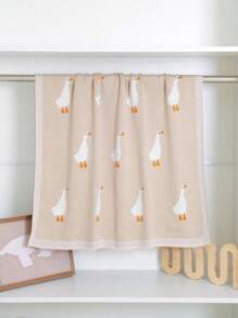 Gestrickte Baby-Decke, süßer Cartoon-Gänserich-Jacquard Baby-Einwickeldecke, Neugeborenen-Kinderwagen-Wickeldecke