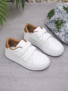 1 Pair Casual Outdoor Student Spring/Autumn Unisex Children Comfortable Hook And Loop Non-Slip Fashion Flat Sports Shoes - White - View 5