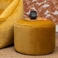 Icon MilaHocker Yellow Fluffy Velvet Fabric Velvet Pouf Stool With Filling Footstool For The Living Room D Living Room