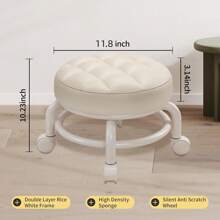 360 Rotating Low Stool,Rolling Pulley Low Stool With Wheels - White - View 9