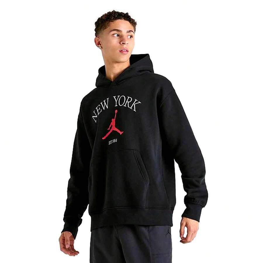 Nike Jordan New York City Pullover Hoodie Black/White-Red HF1489-010 Men's - Black - View 1