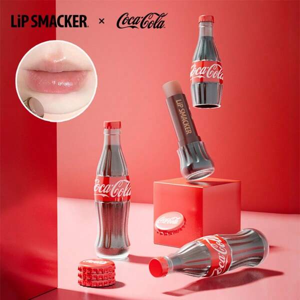 LIP SMACKER CoCa Cola Collaboration Lip Balm, Classic Cola Flavor, Moisturizing, 4g Cute Bottle Design, Suitable As A Gift For Coca-Cola Lovers, Long-Lasting Hydration LIPSMACKER