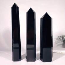 1 pieza Torre grande de obsidiana negra natural - Pilar hexagonal grande para decoración del hogar, meditación y espiritualidad, con acabado brillante pulido, idea de regalo de cumpleaños única