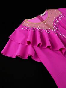 Women Pearl Beaded Ruffled Mermaid Party Dress Evening Bodycon Midi Dresses,Outfit For Date,Party,Wedding Dress,Bridesmaid Dress,Graduation Dress,Wedding Guest,Back To School