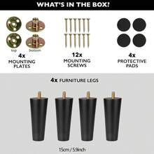 4pcs Tapered Furniture Legs With 4 Nuts, 4 Washers And 12 Screws, Wooden Furniture Feet, Suitable For Cabinets, Sofas, Vanities, Chairs - Multicolor - View 9