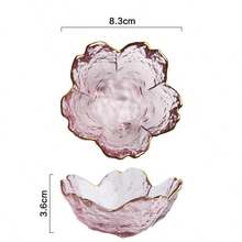 3pcs Glass Cherry Blossom Sauce Plate, Transparent Dining Table Sauce Dish Dessert Plate, Suitable For Living Room, Dining Room, Holiday Decoration, Wedding Table Decor, Sauce Plate, Spring/Summer Home Decor, No Electricity Or Battery Required, Halloween And Christmas Party Supplies
