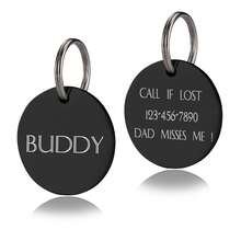 1pc Personalized Pet ID Tag Customizable Round Name And Number Engraved Cat Dog Collar Tag Dog Memorial Tag For Pets Silent Pet Tags - Multicolor - View 15