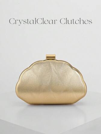 Women's Minimalist Shell Shaped Luxury Leather Clutch Bag, Elegant & Charming Evening Dress Purse, Sparkling Night Out Handbag For Formal Party, Romantic Wedding Clutch With Detachable Chain, Party Bags,Perfect For Party Wedding Prom Dinner/Banquet Matching With Holiday Party Dress Evening Dress & Sequin Dress