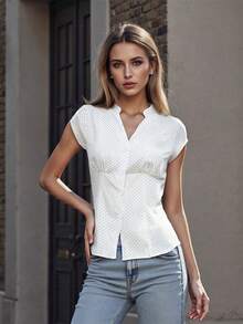 Women Plaid Shirt, Short Sleeve Button Closure Summer Tops Streetwear For Casual Daily