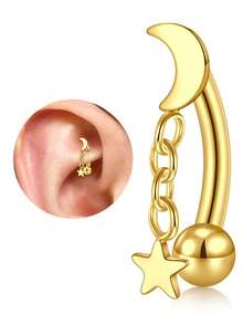 1 chiếc khuyên tai Rook Trang sức xỏ khuyên vàng bạc 16G 8mm Nhẫn lông mày Thép không gỉ Thanh cong Daith Hoa tai cho phụ nữ Mặt trăng Trái tim Bướm Sao Opal Hoa tai móng ngựa Vách ngăn Vòng Hoa tai xoắn ốc Nhẫn rốn Labret dọc Trang sức môi - Nhiều màu - Xem 7