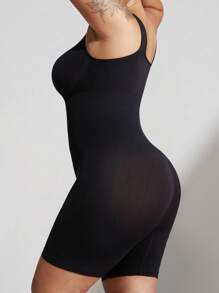 1pc Women Plus Size Seamless Shapewear Jumpsuit, Cinched Waist, Body-Shaping, Chest-Support, Tummy-Control, For Summer