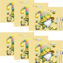 1 buc/4 buc/6 buc covoraș de masă din in cu model de elf, potrivit pentru masă, decor pentru toate anotimpurile, covoraș de masă modern lavabil, decor pentru cameră, suporturi pentru pahare, bucătărie, petrecere în interior și exterior, decor pentru casă, cadou ideal - Multicolor - Vizualizare 12