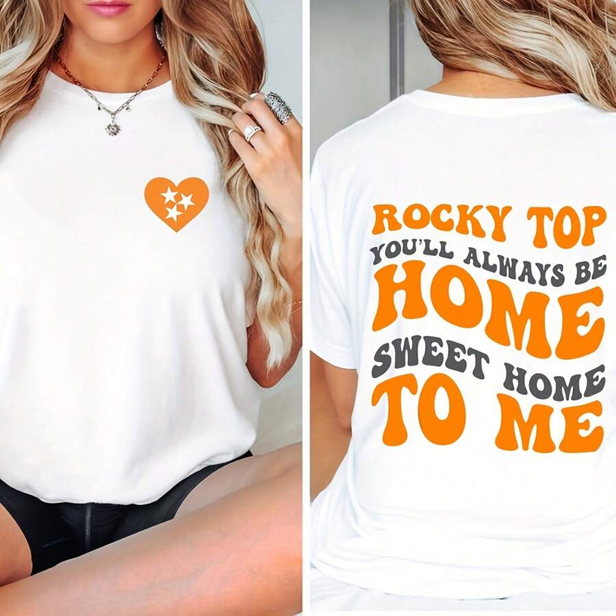 Tennessee Heart Home Sweet Home , Ky Top T Shirt, Tennessee Vols, Tennessee Football220G Heavy Cotton T-Shirt – Thick Fabric Holds Pe, Feels Soft – Perfect For Outdoor Adventures, Gym Sessions, Family BBQs, Or School Days – Modern Meets Vintage In One – Great Gift For , Wo, Students, And Outdoor Lovers - 白色 - 查看 1