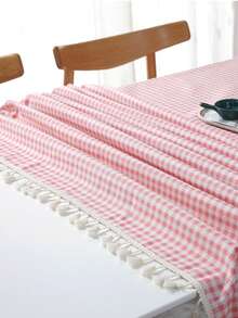 1/20 piezas Mantel a cuadros suave y absorbente con bordes con flecos, reutilizable para picnic, fiesta, sala de estar, comedor, decoración del hogar