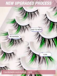10 Pares de Cílios Coloridos A20-2 [Verde], Cílios Postiços de Falso Vison Macio em Formato de Olho de Gato, Alongam o Canto Externo, Aumentam o Tamanho dos Olhos, Adequados para Festivais, Férias, Encontros e Outras Ocasiões Cílios em Tiras, Cílios, Cílios Postiços, Cílios Falsos