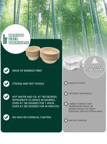 300毫升（10盎司）和500毫升（17盎司）一次性纸碗 - 采用竹纤维制成，防油、防水、耐热！小容量适合盛放零食和酱料，大容量适合盛放热汤和方便面。适合户外野餐、露营聚会、烧烤派对等。