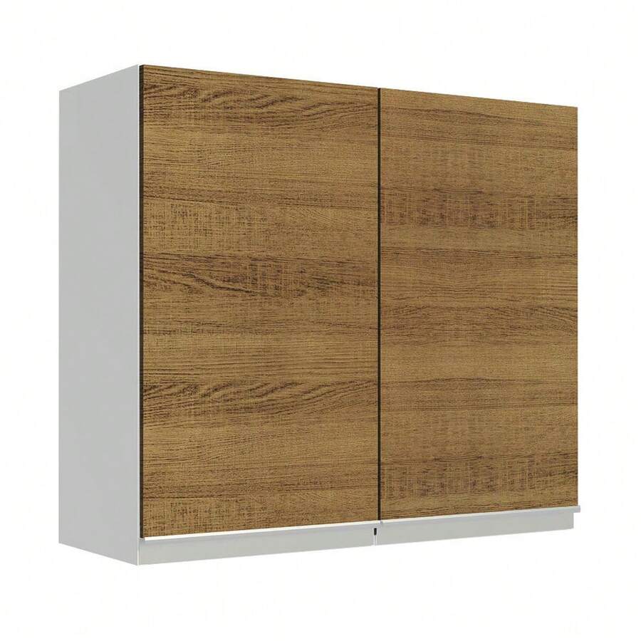 Glamy Madesa 70cm Kitchen Upper Cabinet Cupboard With 2 Doors White/Rustic Color - White and Brown - View 1