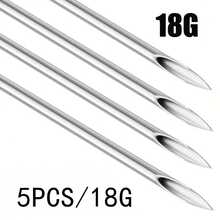 316 Stainless Steel Needles - 12G, 13G, 14G, 16G, 18G, 20G, Suitable For Ear Cartilage, Ear Lobe, Helix, Conch, Nose, Tongue, Eyebrow, Lip Piercing Tools - Silver - View 19