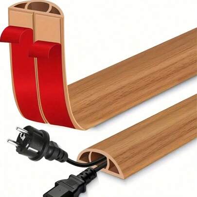 1 rollo de 200 cm de protector de cable autoadhesivo con diseño de grano de madera, protector de cable de piso de PVC, ocultador de cable autoadhesivo, protector de cable antideslizante para el hogar y la oficina, disponible en tamaños de 100 cm/200 cm