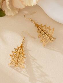 1 Pair Luxury Personalized Christmas Tree Earrings, Cute Niche Women's Earrings For Holiday Wear, Gift - Gold - View 5